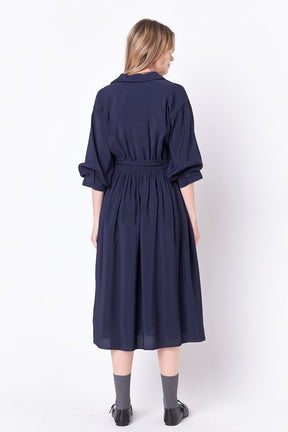 ENGLISH FACTORY - Angled Buttoned Wrap Midi Dress - DRESSES available at Objectrare