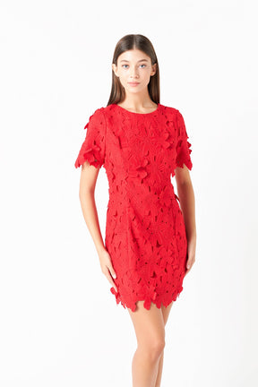 ENDLESS ROSE - Cotton Floral Lace Mini Dress - DRESSES available at Objectrare