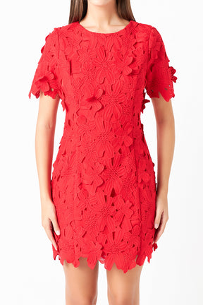 ENDLESS ROSE - Cotton Floral Lace Mini Dress - DRESSES available at Objectrare