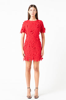 ENDLESS ROSE - Cotton Floral Lace Mini Dress - DRESSES available at Objectrare