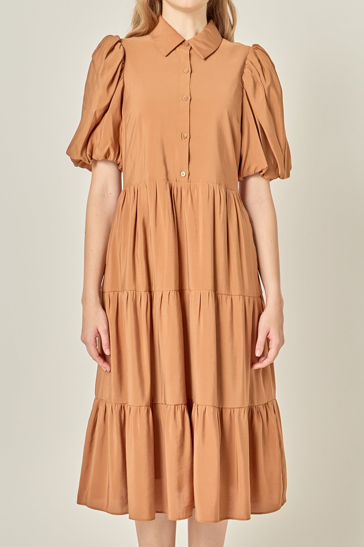 ENGLISH FACTORY - Short Puff Sleeve Shirt Dress - DRESSES available at Objectrare