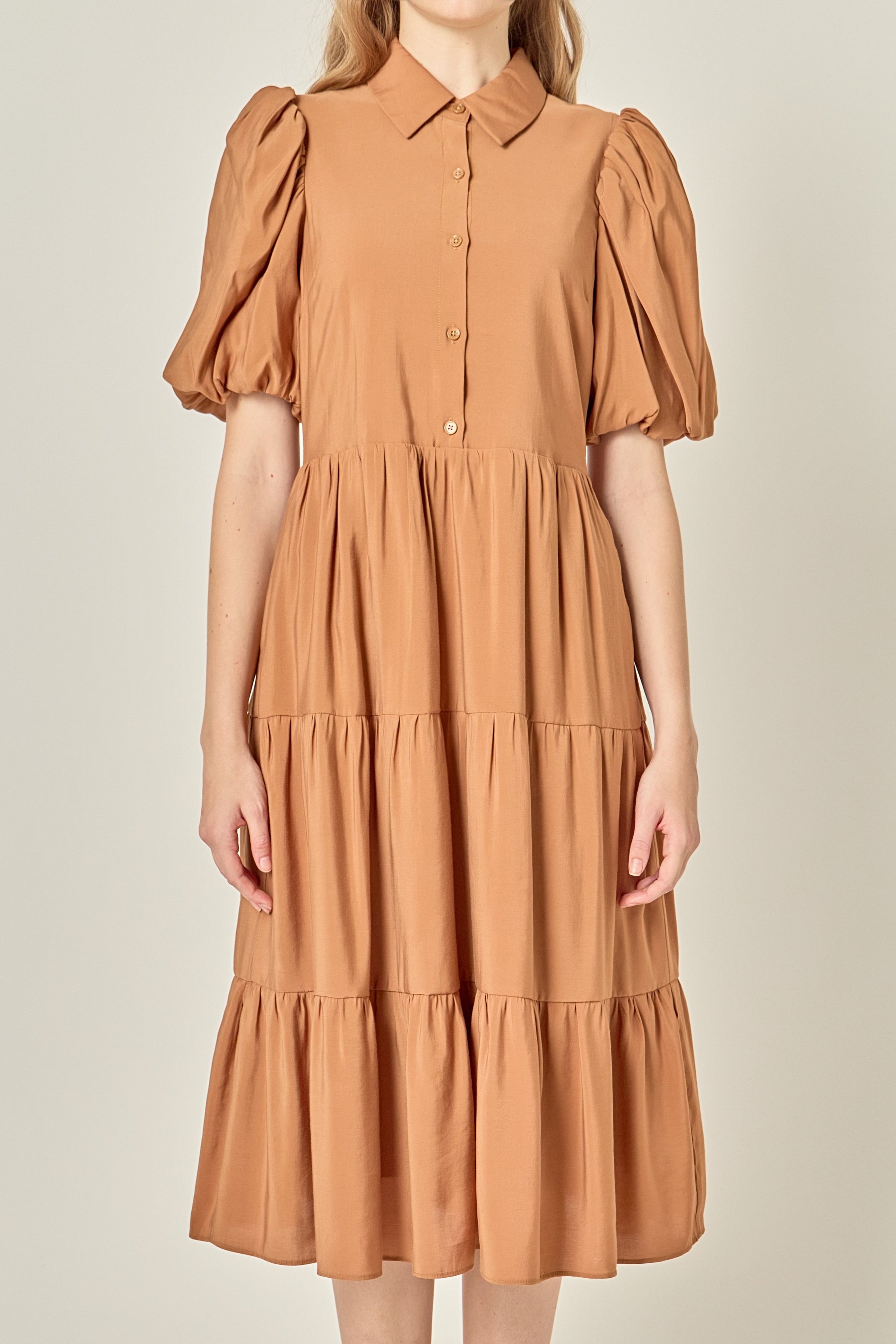 ENGLISH FACTORY - Short Puff Sleeve Shirt Dress - DRESSES available at Objectrare