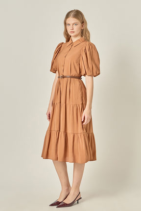 ENGLISH FACTORY - Short Puff Sleeve Shirt Dress - DRESSES available at Objectrare