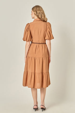 ENGLISH FACTORY - Short Puff Sleeve Shirt Dress - DRESSES available at Objectrare