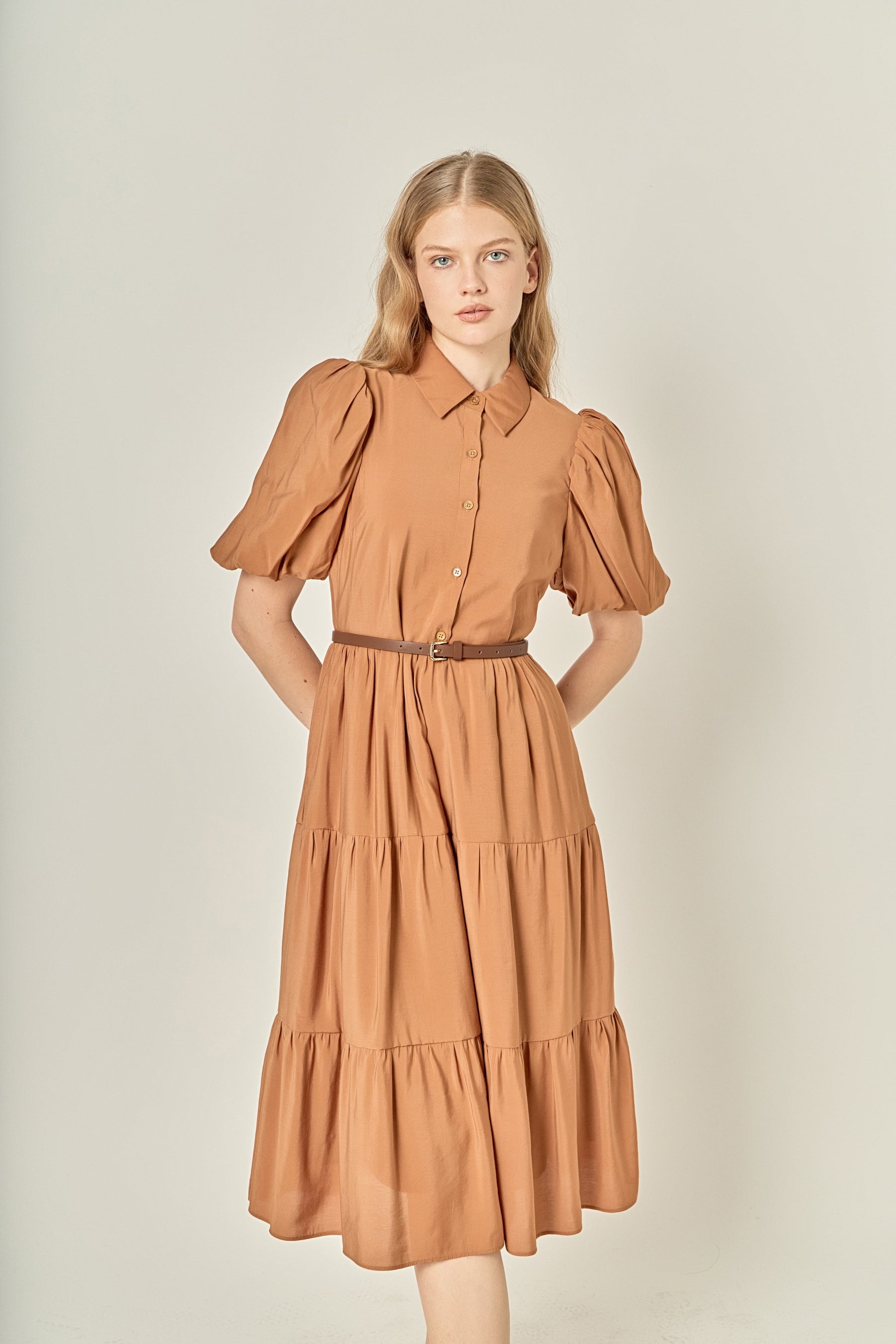 ENGLISH FACTORY - Short Puff Sleeve Shirt Dress - DRESSES available at Objectrare