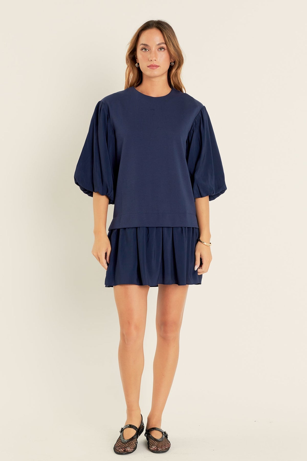ENGLISH FACTORY - Mixed Media Blouson Mini Dress - DRESSES available at Objectrare