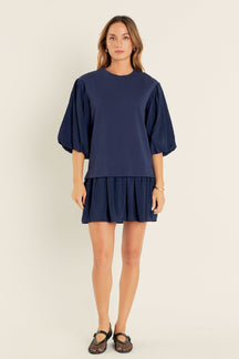 ENGLISH FACTORY - Mixed Media Blouson Mini Dress - DRESSES available at Objectrare
