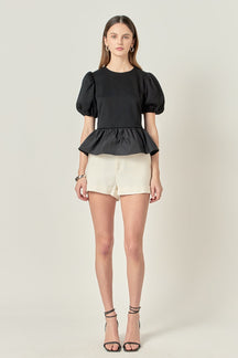 ENGLISH FACTORY - Mixed Media Bubble Top - TOPS available at Objectrare