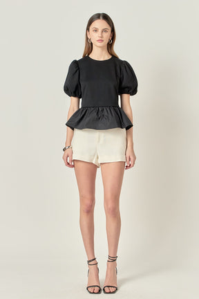 ENGLISH FACTORY - Mixed Media Bubble Top - TOPS available at Objectrare