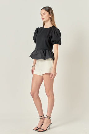 ENGLISH FACTORY - Mixed Media Bubble Top - TOPS available at Objectrare