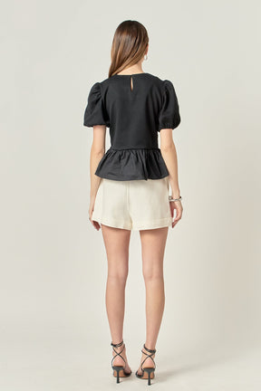 ENGLISH FACTORY - Mixed Media Bubble Top - TOPS available at Objectrare