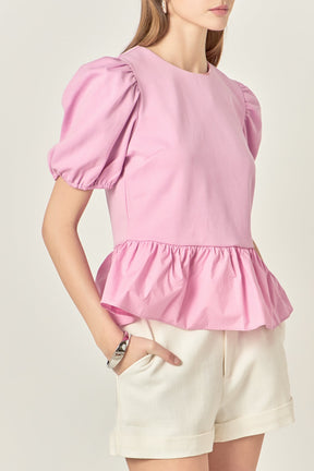 ENGLISH FACTORY - Mixed Media Bubble Top - TOPS available at Objectrare