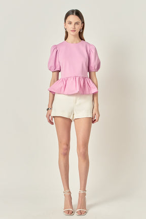 ENGLISH FACTORY - Mixed Media Bubble Top - TOPS available at Objectrare