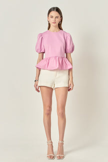 ENGLISH FACTORY - Mixed Media Bubble Top - TOPS available at Objectrare