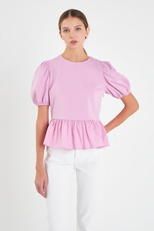 ENGLISH FACTORY - Mixed Media Bubble Top - TOPS available at Objectrare