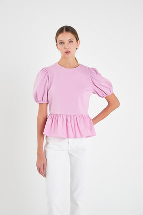 ENGLISH FACTORY - Mixed Media Bubble Top - TOPS available at Objectrare