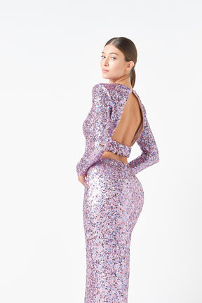 ENDLESS ROSE - Sequins Open Back Top - TOPS available at Objectrare