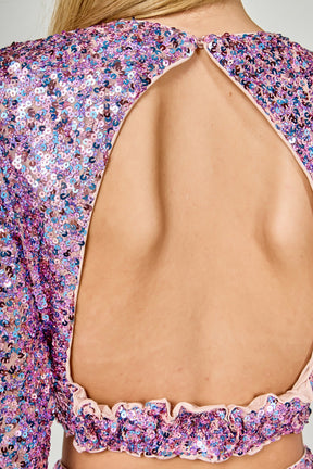 ENDLESS ROSE - Sequins Open Back Top - TOPS available at Objectrare