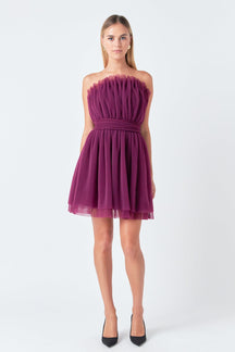 ENDLESS ROSE - Strapless Mini Tulle Dress - DRESSES available at Objectrare