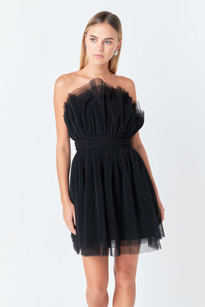 ENDLESS ROSE - Strapless Mini Tulle Dress - DRESSES available at Objectrare