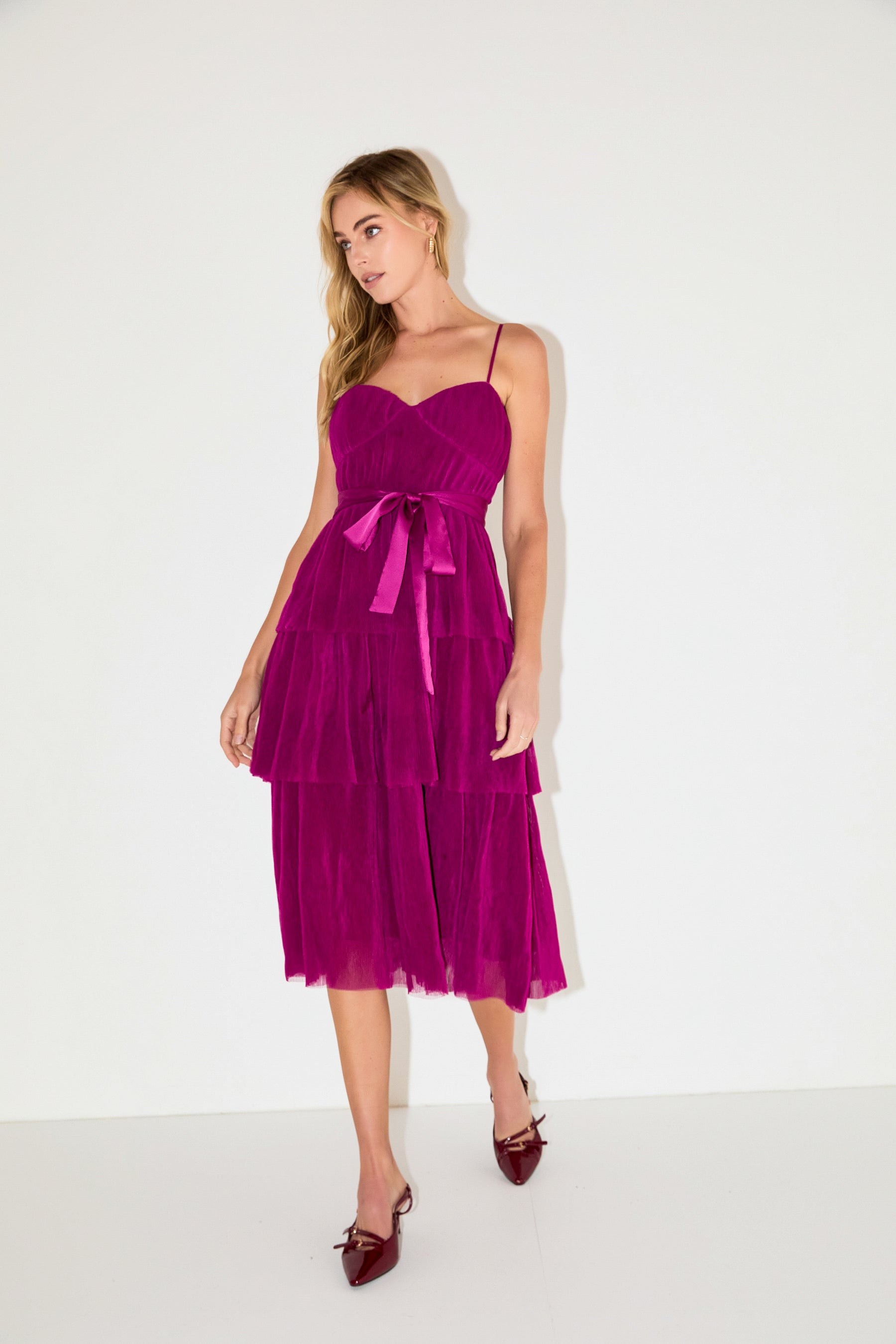 ENDLESS ROSE - Tulle Tiered Midi Dress - DRESSES available at Objectrare