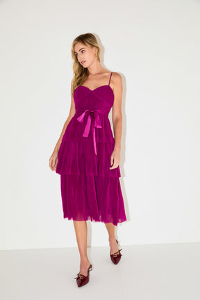 ENDLESS ROSE - Tulle Tiered Midi Dress - DRESSES available at Objectrare