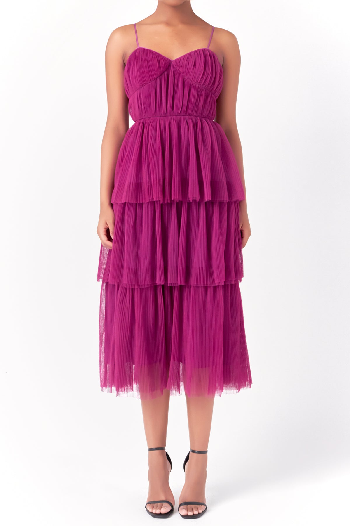 ENDLESS ROSE - Tulle Tiered Midi Dress - DRESSES available at Objectrare