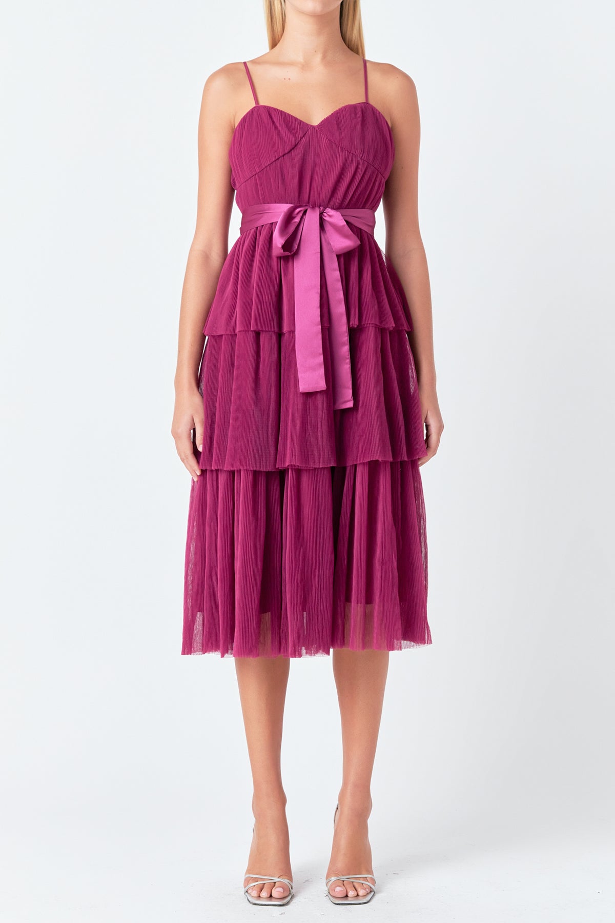 ENDLESS ROSE - Tulle Tiered Midi Dress - DRESSES available at Objectrare