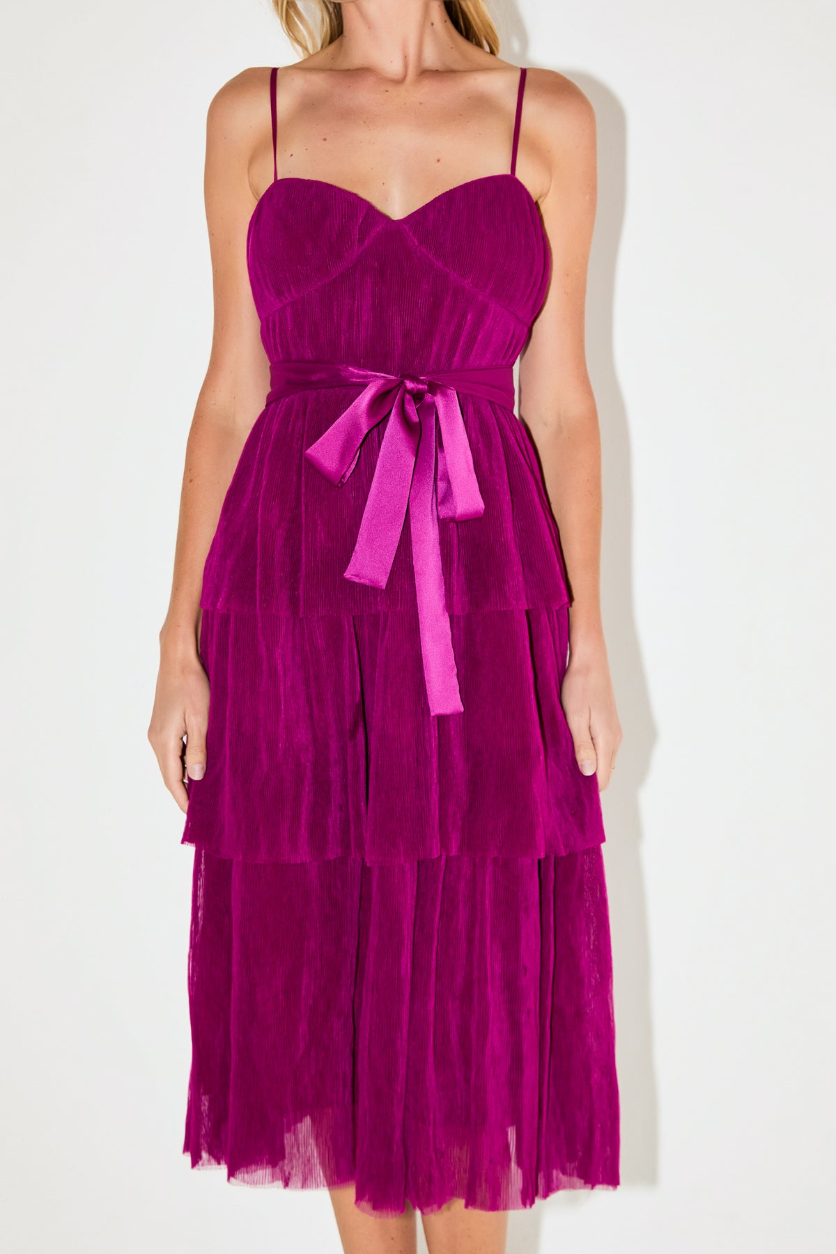ENDLESS ROSE - Tulle Tiered Midi Dress - DRESSES available at Objectrare