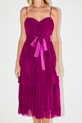 ENDLESS ROSE - Tulle Tiered Midi Dress - DRESSES available at Objectrare