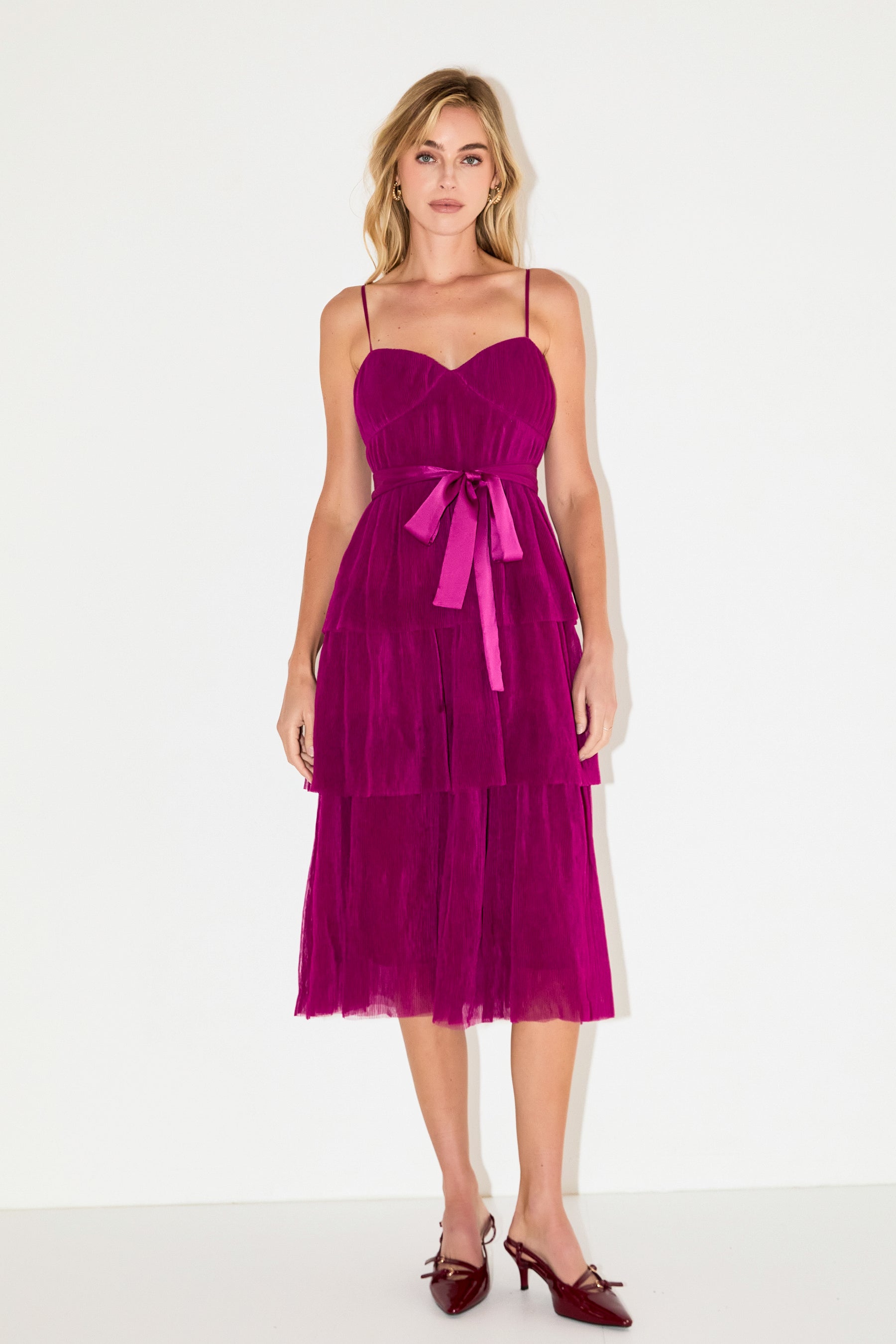 ENDLESS ROSE - Tulle Tiered Midi Dress - DRESSES available at Objectrare