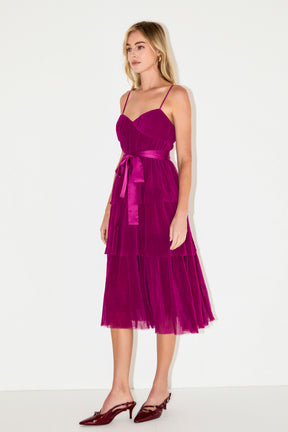 ENDLESS ROSE - Tulle Tiered Midi Dress - DRESSES available at Objectrare