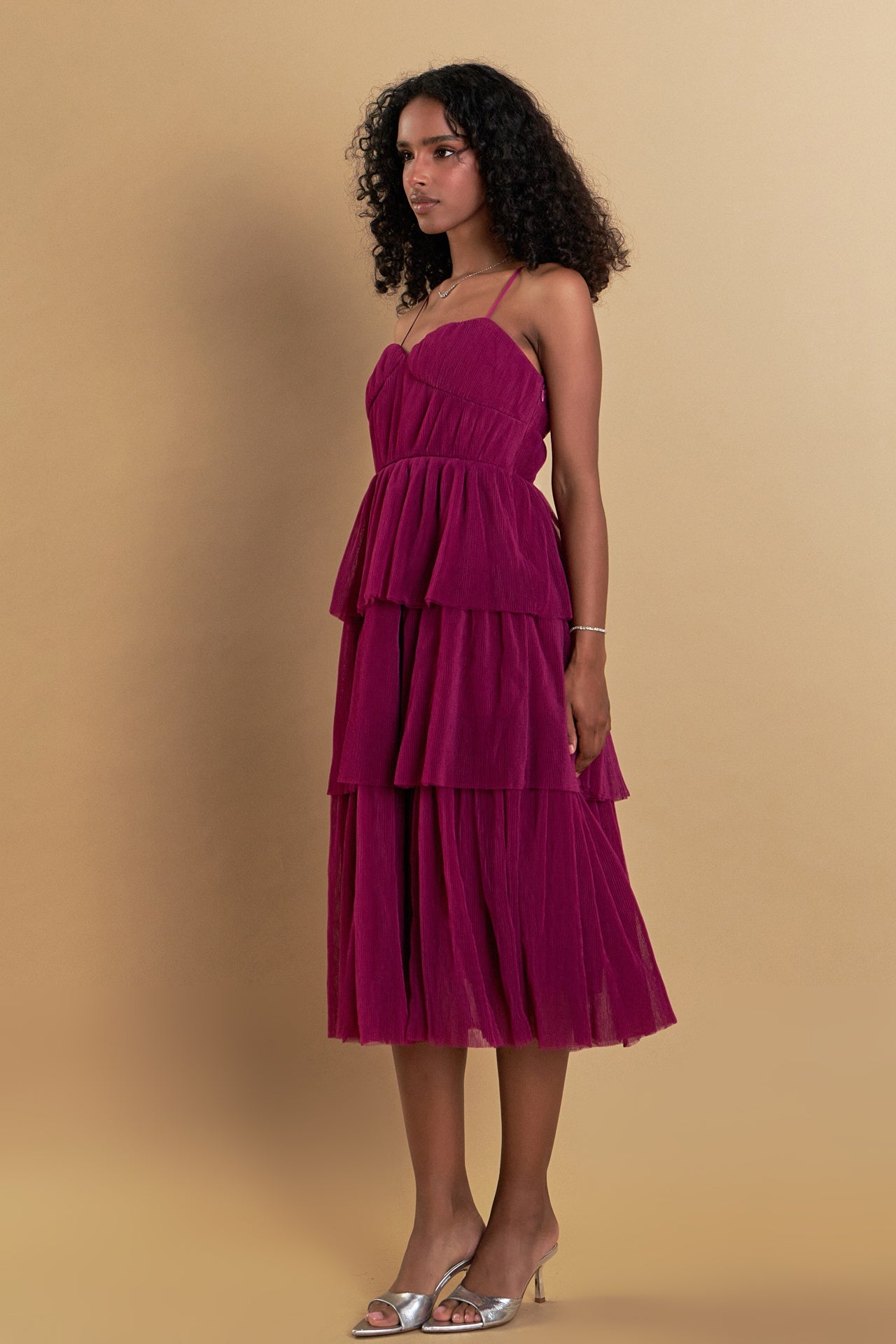 ENDLESS ROSE - Tulle Tiered Midi Dress - DRESSES available at Objectrare