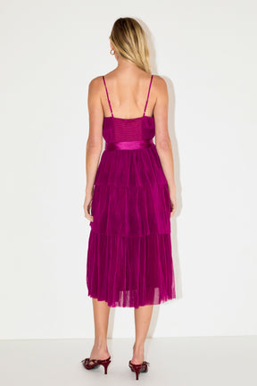 ENDLESS ROSE - Tulle Tiered Midi Dress - DRESSES available at Objectrare