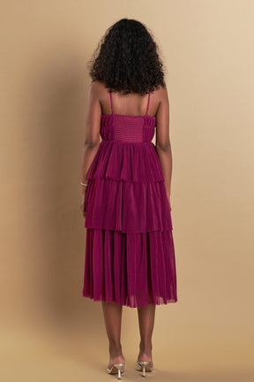 ENDLESS ROSE - Endless Rose - Tulle Tiered Midi Dress - DRESSES available at Objectrare