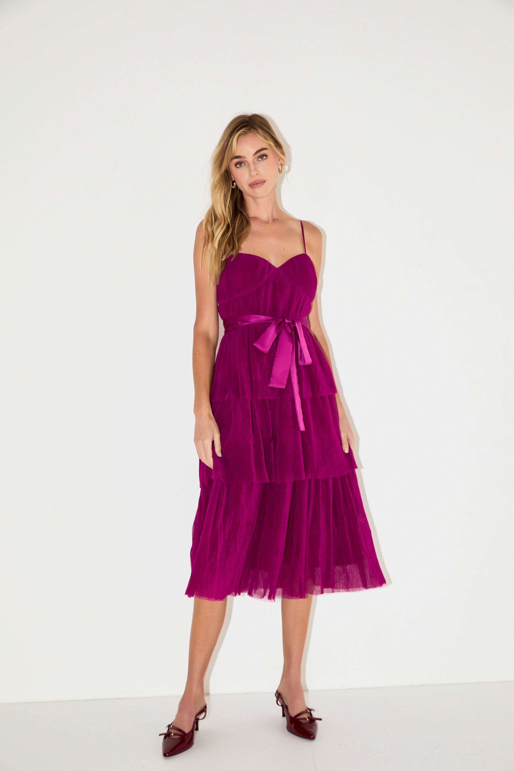 ENDLESS ROSE - Tulle Tiered Midi Dress - DRESSES available at Objectrare