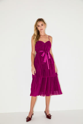 ENDLESS ROSE - Tulle Tiered Midi Dress - DRESSES available at Objectrare