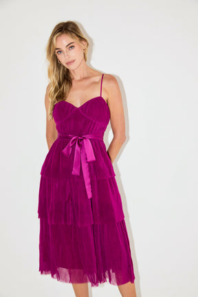 ENDLESS ROSE - Tulle Tiered Midi Dress - DRESSES available at Objectrare