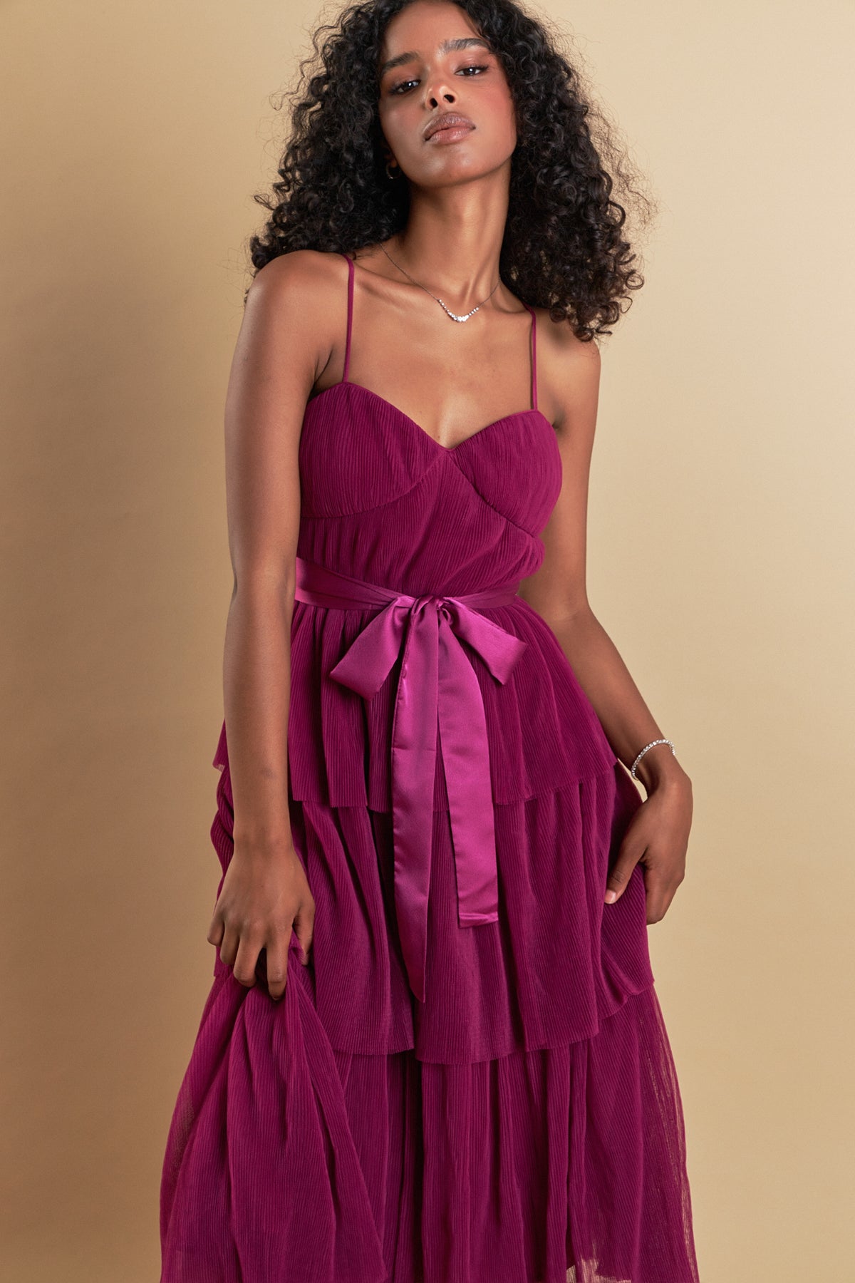 ENDLESS ROSE - Tulle Tiered Midi Dress - DRESSES available at Objectrare