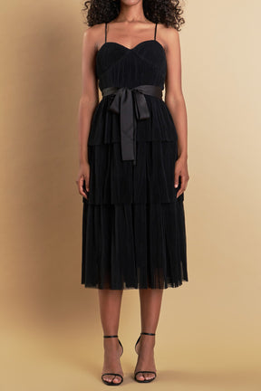 ENDLESS ROSE - Tulle Tiered Midi Dress - DRESSES available at Objectrare