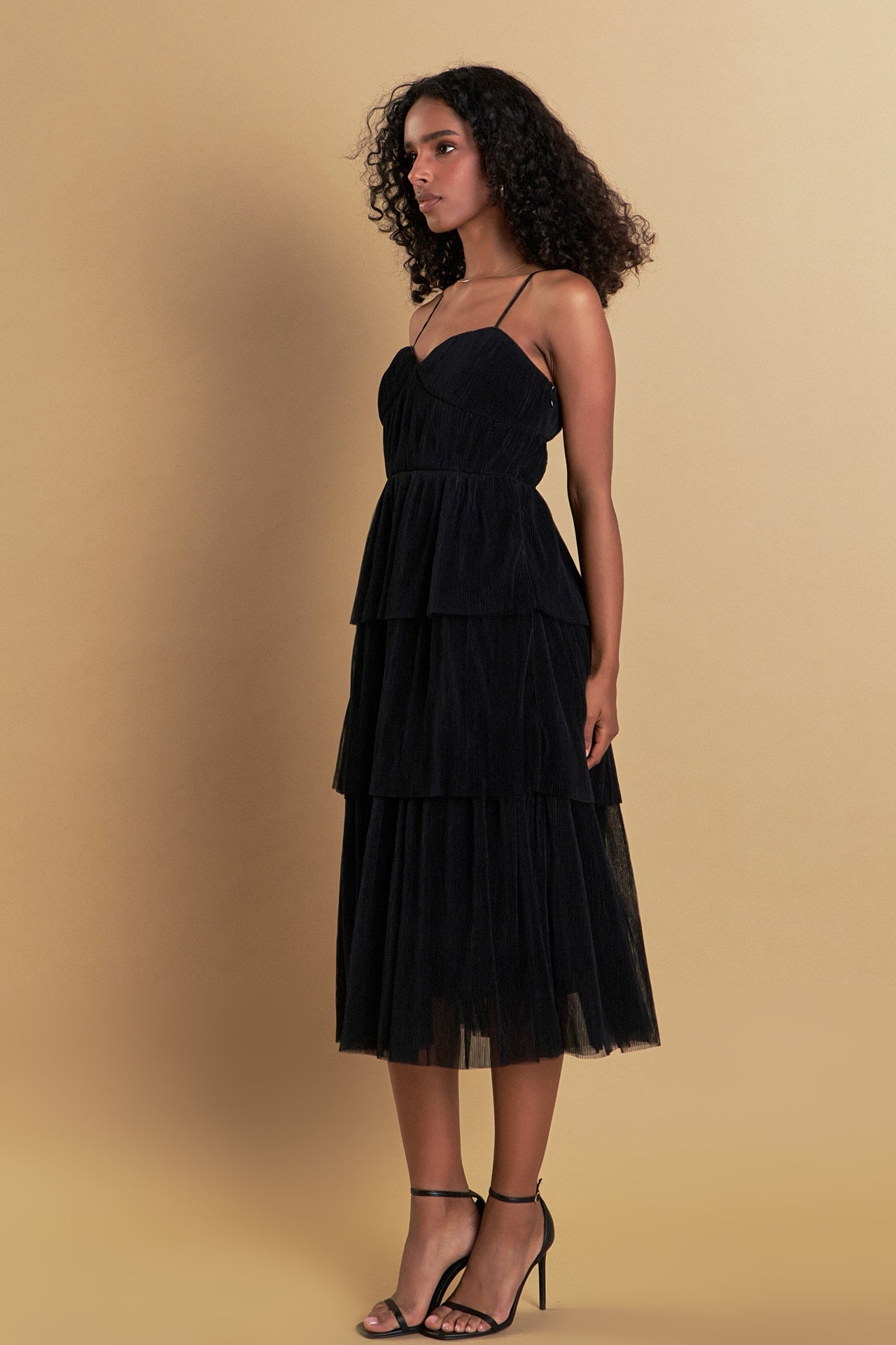 ENDLESS ROSE - Tulle Tiered Midi Dress - DRESSES available at Objectrare