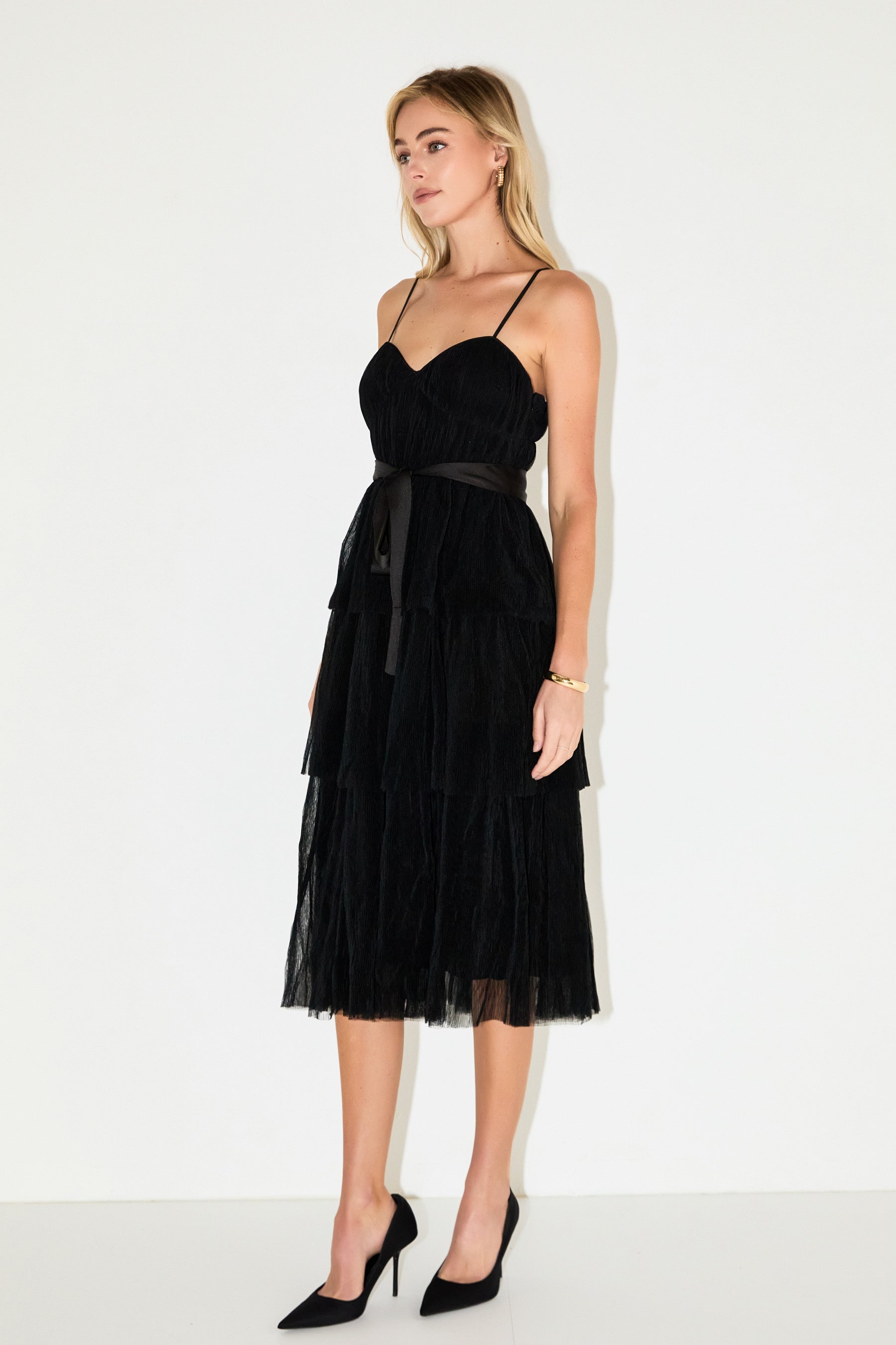 ENDLESS ROSE - Tulle Tiered Midi Dress - DRESSES available at Objectrare
