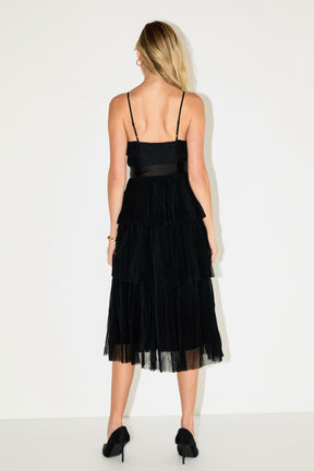 ENDLESS ROSE - Tulle Tiered Midi Dress - DRESSES available at Objectrare