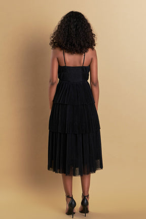 ENDLESS ROSE - Tulle Tiered Midi Dress - DRESSES available at Objectrare