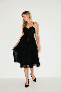 ENDLESS ROSE - Tulle Tiered Midi Dress - DRESSES available at Objectrare