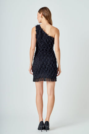 ENDLESS ROSE - Mesh Trimmed One Shoulder Mini Dress - DRESSES available at Objectrare
