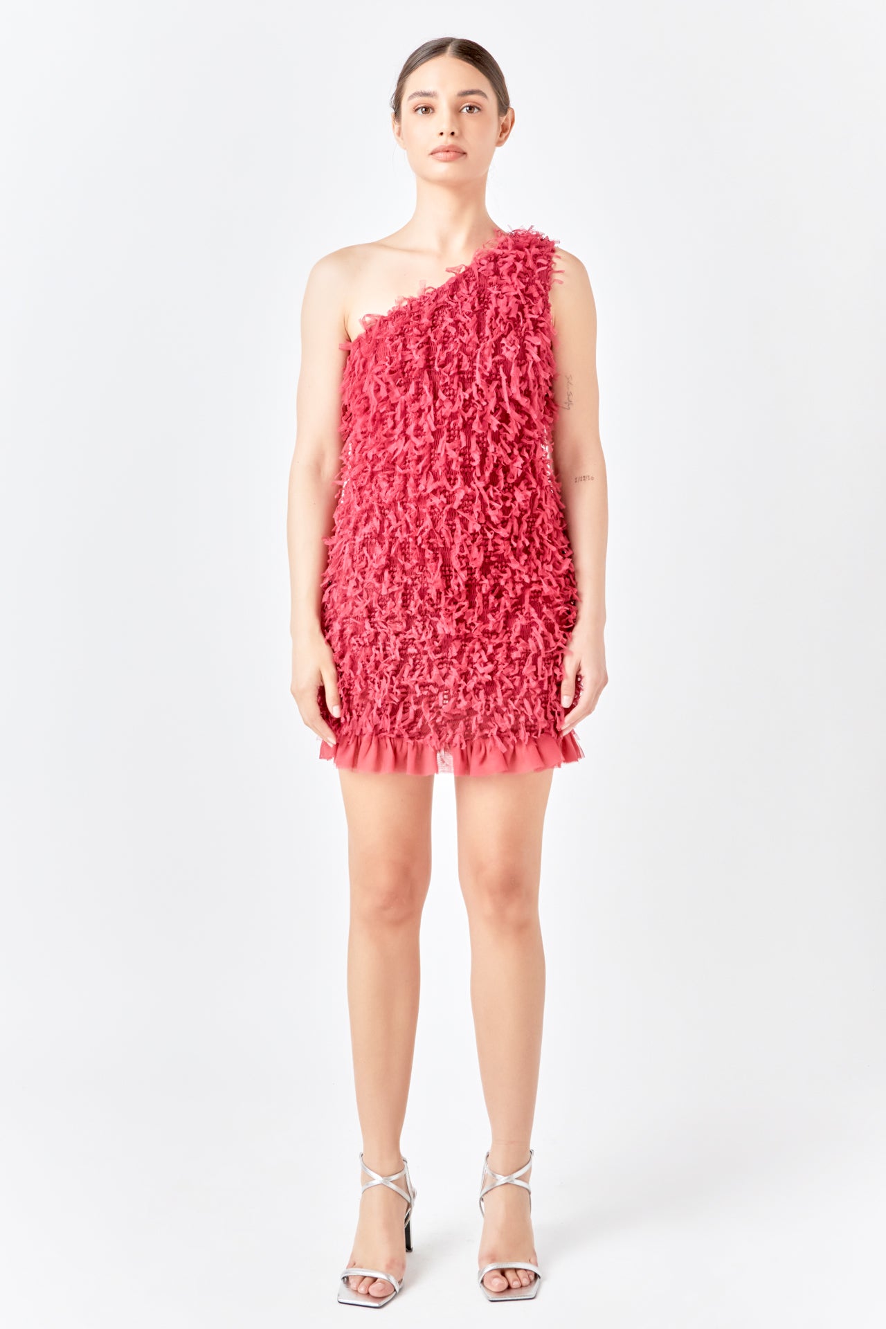 ENDLESS ROSE - Mesh Trimmed One Shoulder Mini Dress - DRESSES available at Objectrare