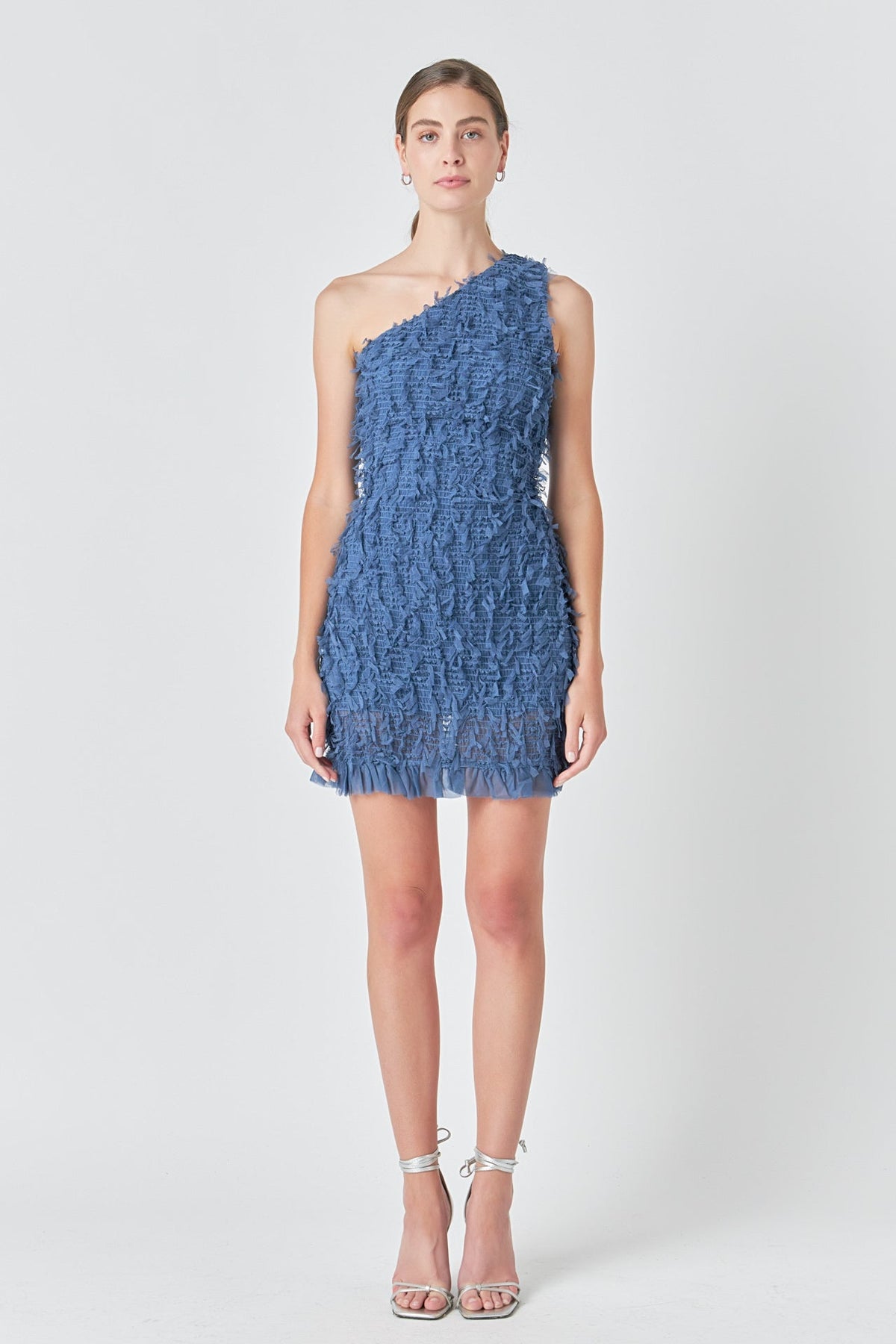 ENDLESS ROSE - Mesh Trimmed One Shoulder Mini Dress - DRESSES available at Objectrare