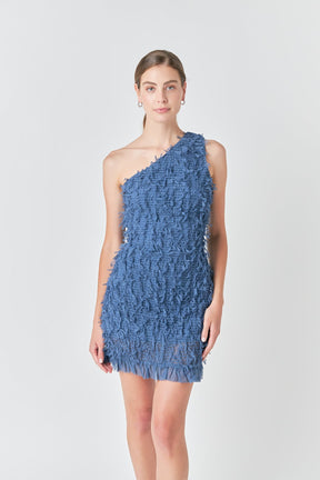 ENDLESS ROSE - Mesh Trimmed One Shoulder Mini Dress - DRESSES available at Objectrare