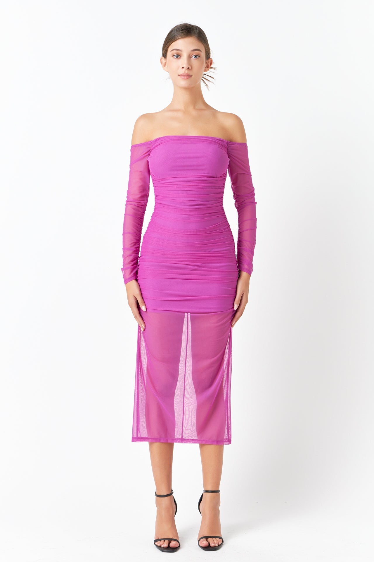 ENDLESS ROSE - Mesh Off the Shoulder Maxi Dress - DRESSES available at Objectrare